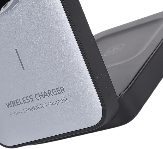 Wireless Charging Station 3 in 1 15W Fast Charging Station Foldable Magnetic Portable Charger Base for Phone Watch &amp Earbuds Ideal for Travel