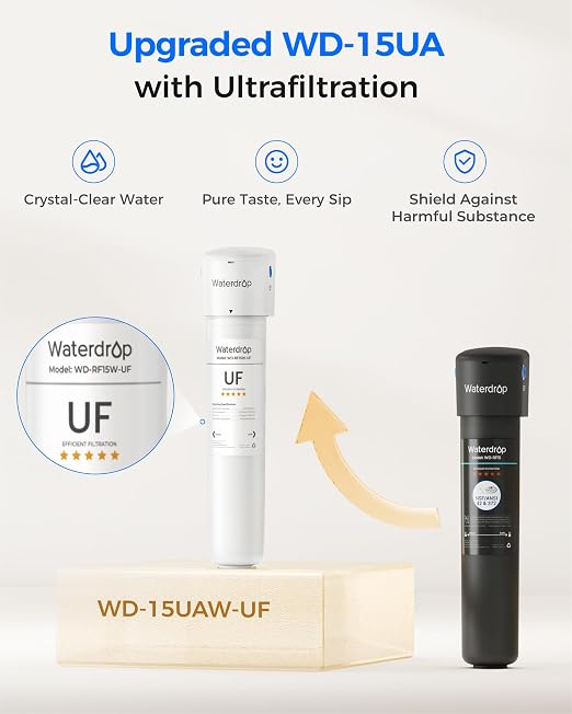 Waterdrop 15UBW-UF 0.01 μm Ultra Filtration Under Sink Water Filter System