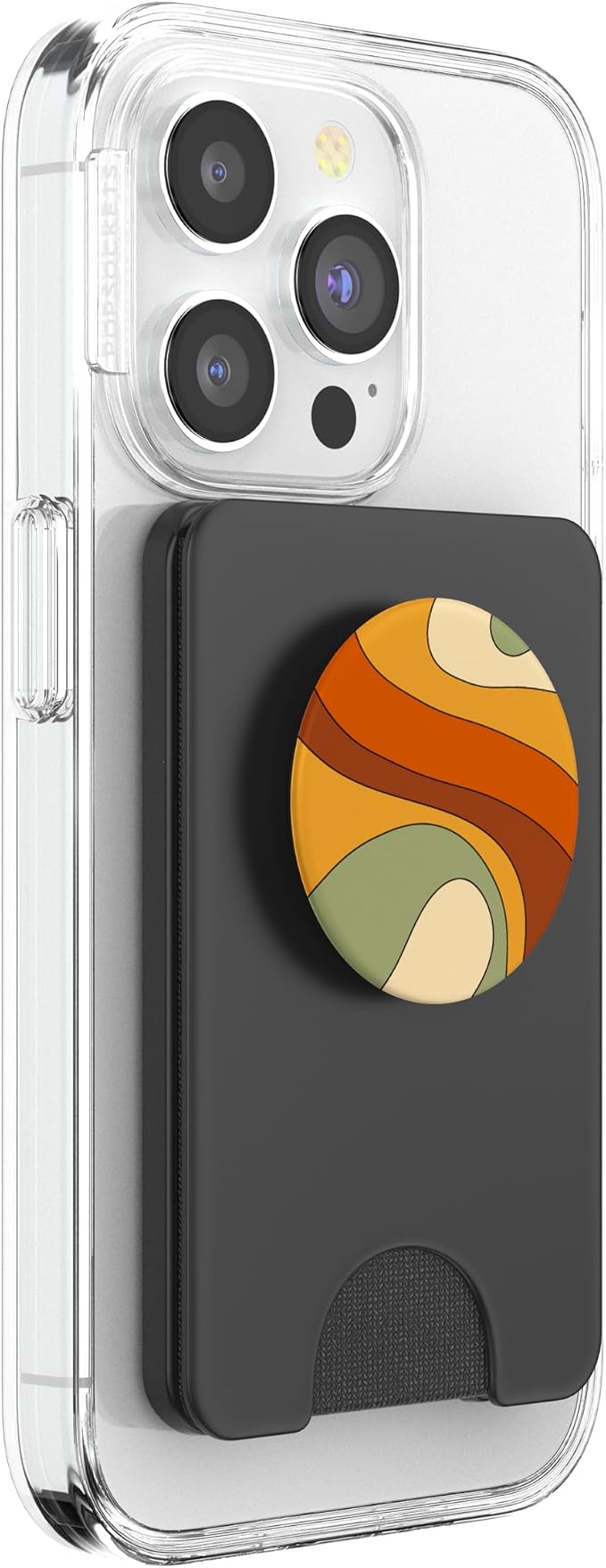 Retro Liquid Swirl Rainbow 70s Aesthetic Boho Burnt Orange PopSockets Adhesive PopGrip