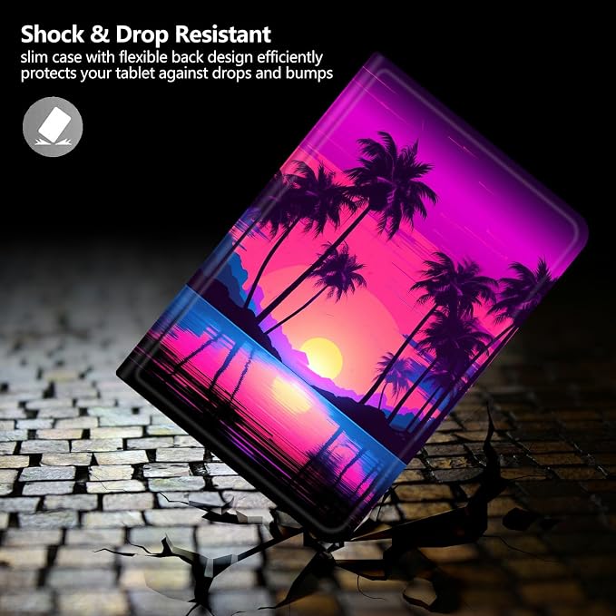 Case for Fire 7 Tablet &amp Fire 7 Kids (12th Gen 2022 Release) - Slim PU Leather Protective Smart Cover with Auto Sleep/Wake &amp Multi-Angle StandBlue Dandelion