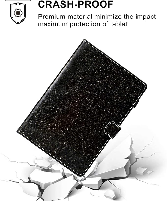 Fire HD 8 Case Slim Folding Stand Auto Wake/Sleep Wallet Case with Cards/Cash Holder for Amazon Fire HD 8(8th/7th/6th Gen 2018/2017/2016 Release)-Black