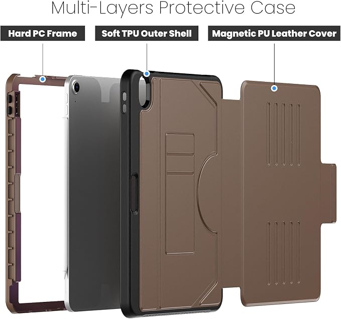 Magnetic Case for iPad Air 11 Inch M3 2025 &amp M2 2024 Business Black | Slim Fit Drop Scratch Resistant Pen Holder Card Slot  Stand