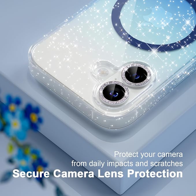 Choiche for iPhone 15 Pro Max Case Compatible with MagSafe Glitter Black | Women Girly Cute Glitter Sparkly Magnetic Phone Case with Diamond Camera Lens Protectors Military-Grade Drop Protection 6.7