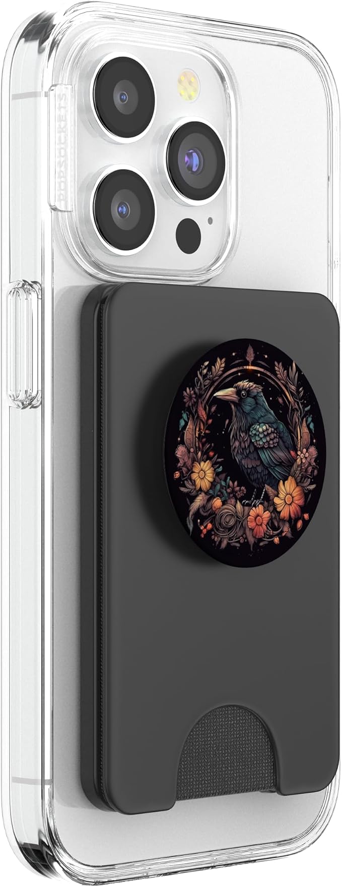 Crow Boho Flowers Graphic PopSockets Adhesive PopGrip