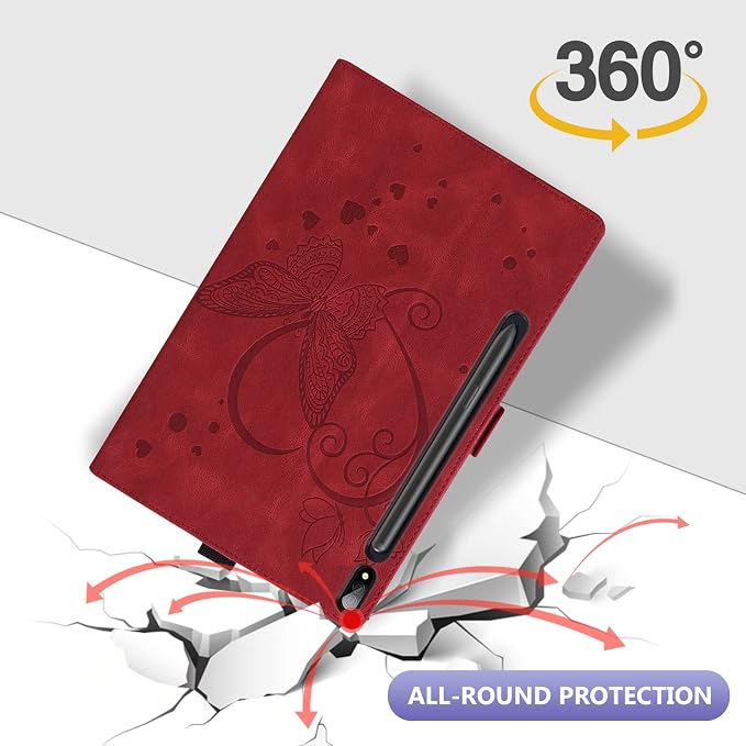 Dteck Wallet Case for Galaxy Tab S10+/S9+/S7 FE/S8+/S7 Plus 12.4 Tablet Premium PU Leather Folding Stand Auto Wake/Sleep Pen Holder Case with Hummingbirds