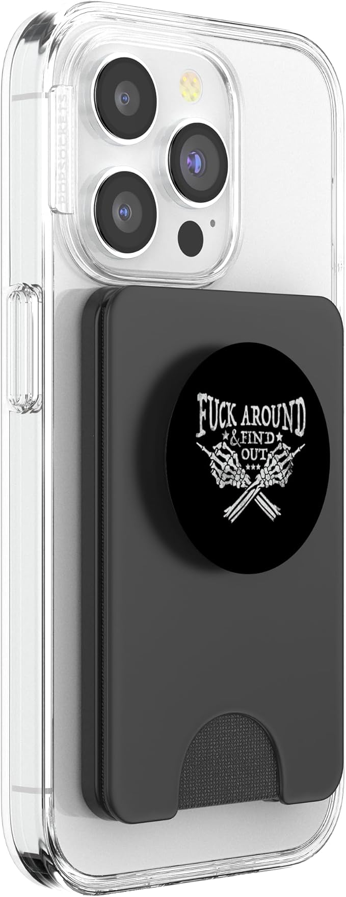 Fuck Around And Find Out Skeleton Hand Middle Finger Funny PopSockets PopGrip for MagSafe