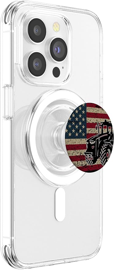 Farm Tractors America Flag I Patriotic Farming Gift Idea PopSockets Adhesive PopGrip