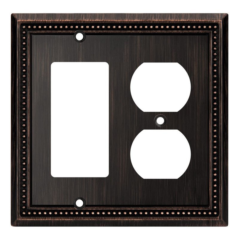 Henne Bery Sunken Pearls Heavy Duty Decorative Wall Plate Switch Plate Outlet Cover (Decorator/Duplex, Aged Bronze)