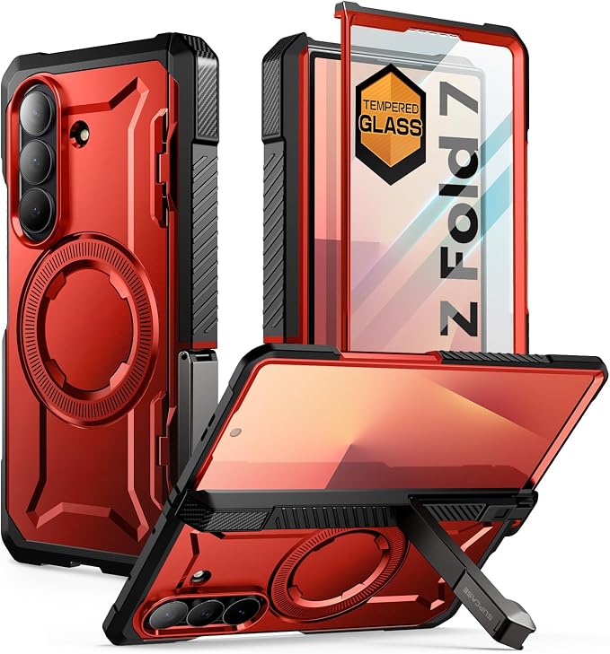 SUPCASE for Samsung Galaxy Z Fold 7 Case with Kickstand Azure | Compatible with MagSafe Tempered Glass Screen Protector Military-Grade Protection Hinge Coverage Unicorn Beetle Grip