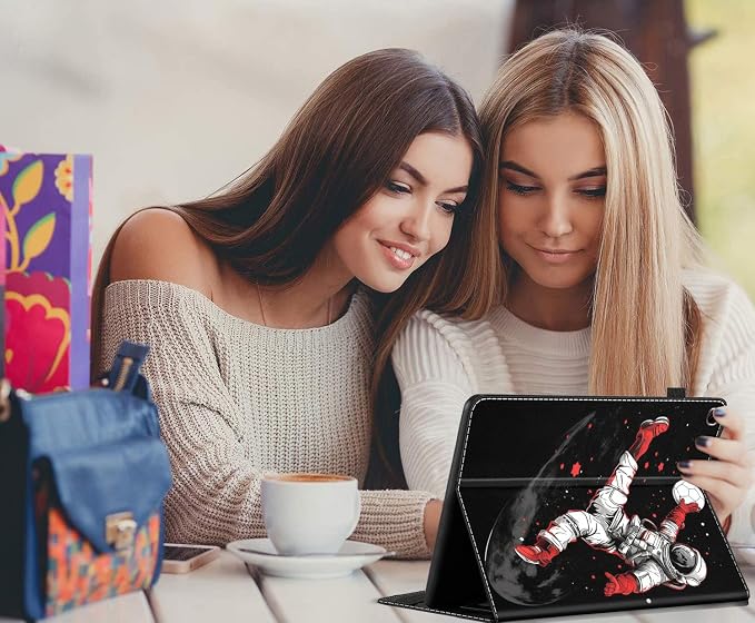 Case for All-New Amazon Fire HD 10 and 10 Plus Tablet (13th/11th Generation 2023/2021 Release) 10.1 Multi-Angle Smart Stand Cover Auto Sleep/Wake Skull and Fire