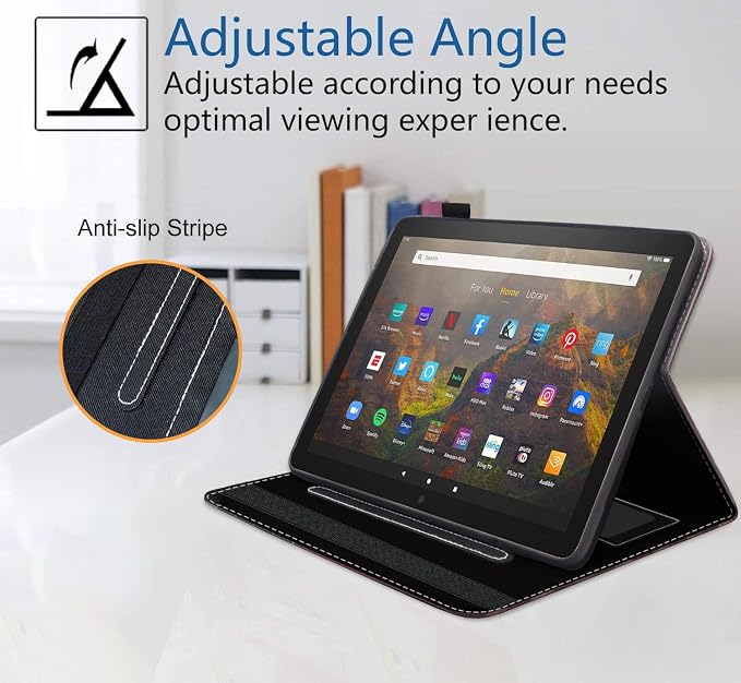 Case for Amazon Kindle Fire HD 10 Tablet 10.1 (9th/7th Generation 2019/2017 Release) Slim Folding Stand Folio Cover with Card Slot &amp Auto Wake/Sleep - African American Girl