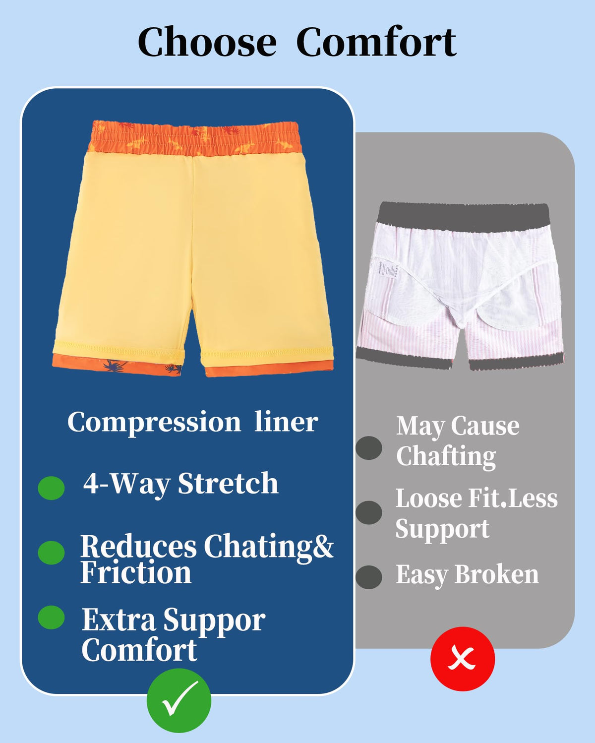 LuLurKiddo Boys Swim Trunks Compression Liner Bathing Suit Quick Dry 6-16Y