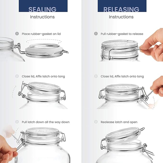 Bormioli Rocco Fido Glass Jar with Airtight Clamp Lid, 67.75 Oz - Clear