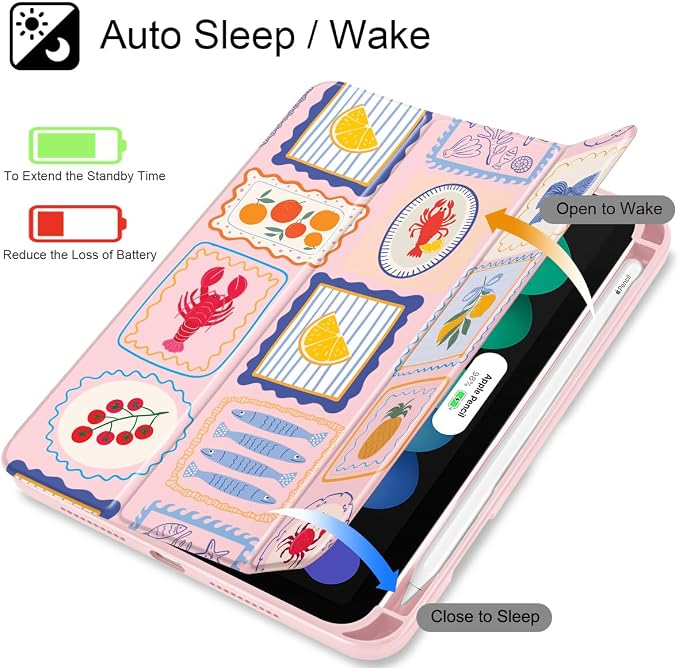 Case for iPad mini (A17 Pro 7th Generation) 2024/iPad Mini (6th Gen) 8.3 Inch with [Built-in Pencil Holder] Shockproof Cover with Clear Transparent Back Shell &amp Auto Wake/Sleep - Blue Bows