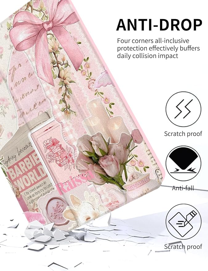 Case for iPad 9th/ 8th/ 7th Generation Case 10.2&amp10.5 Inch (2021/2020/2019 Release) Slim Lightweight Soft Trifold Back Cover with Pencil Holder &amp Auto Sleep/Wake Cover Cherries Cheetah Bows
