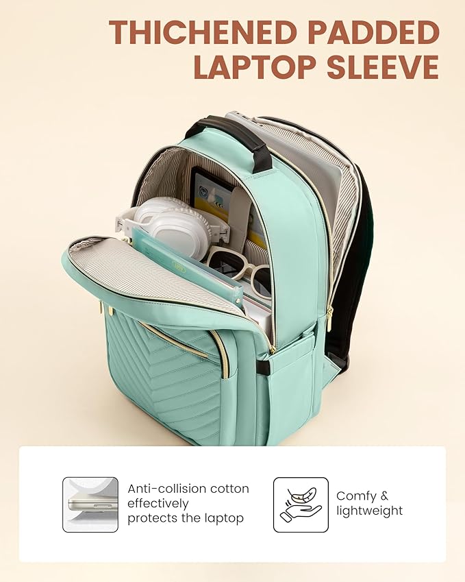 LOVEVOOK Laptop Backpack for Women with Giant Tumbler Holder 17.3 inch,Designer Travel Backpack Laptop Bag College Backpack,Quilted Work Nurse Teacher Backpack Purse Computer Bag Daypack,Taro Purple
