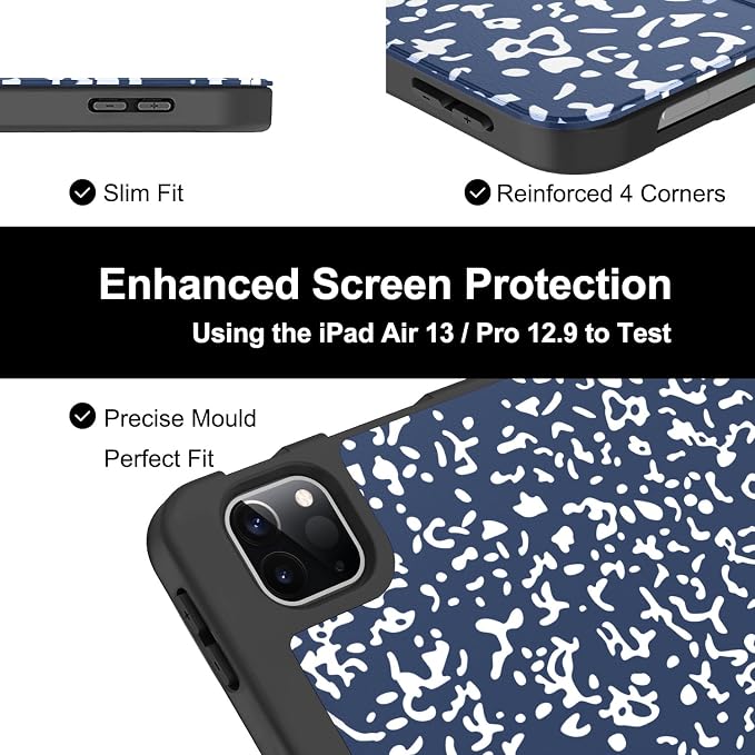 Soke Case for iPad Air 13 Inch (M4/M3/M22026-2024) iPad Pro 12.9 6th/5th Generation with Pencil Holder(2021 2022 Release)-[Apple Pencil Charging + Auto Wake/Sleep] Soft Back Cover Book Black