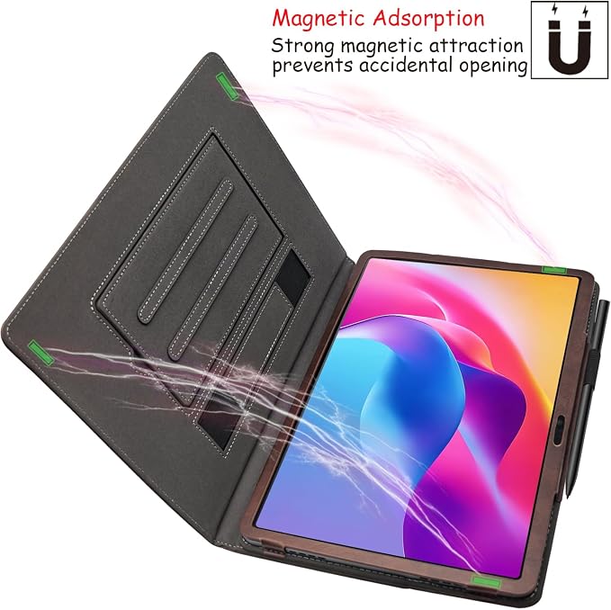 Hand Strap Case for 10.1 TCL TAB 10 Gen 4 (Model: 8483A) Tablet PU Leather Bidirectional Multi-Angle Stand Cover with Auto Sleep &amp Wake/Elastic Pen Holder (Black)