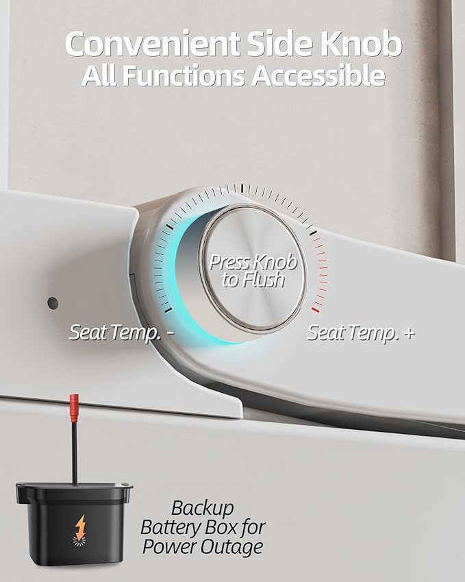 Luoware Smart Toilet Lite without Bidet, One Piece Elongated Modern Toilet with Heated Seat, Pump-Assisted Auto Flush, Foot Sensor Operation, Night Light, Built-in Water Tank, Blackout Flush