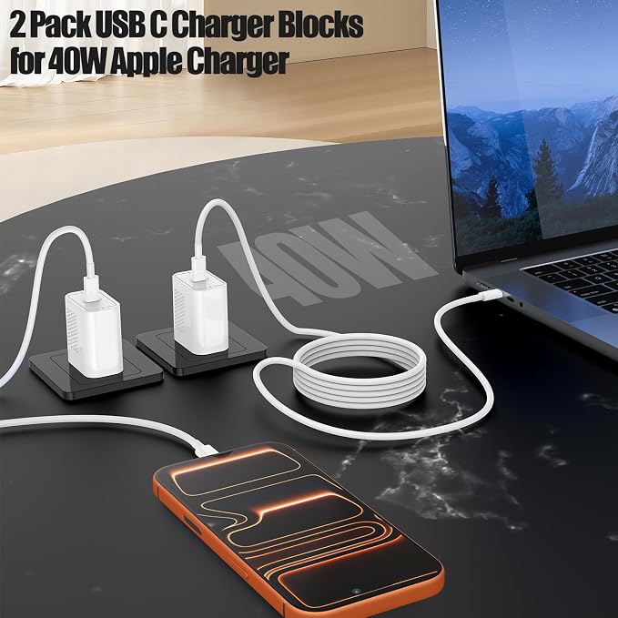 2Pack 65W USB C Charger Block Super Fast Charging Type C Wall Adapter with 3 Port 100W PD Quick Charging for Samsung Galaxy S26/S25 Ultra iPhone 17/16/15 Pro Max iPad Pro/Air &amp MacBook Pro/Air