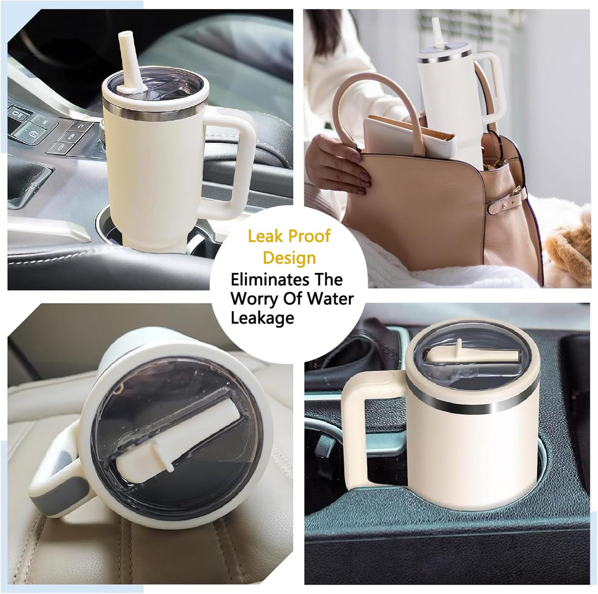 Aooiiysd 2 Pack 40oz Stanley Replacement Llid, with Leak Proof and Flip Straw Lid, Stanley Cup Accessories, for Stanley Quencher H2.0 40 oz Tumbler (Only), BPA Free (White and Rose Red Set)