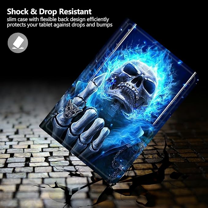 Case for Fire 7 Tablet &amp Fire 7 Kids (12th Gen 2022 Release) - Slim PU Leather Protective Smart Cover with Auto Sleep/Wake &amp Multi-Angle StandBlue Dandelion