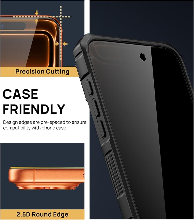 SSLOTSCASE for iPhone 17 Privacy Screen Protector [2 Pack] [9H Hardness] | Anti Spy Tempered Glass Film Military Grade Shatterproof Easy Installation Anti Reflective Screen Protector for iPhone 17