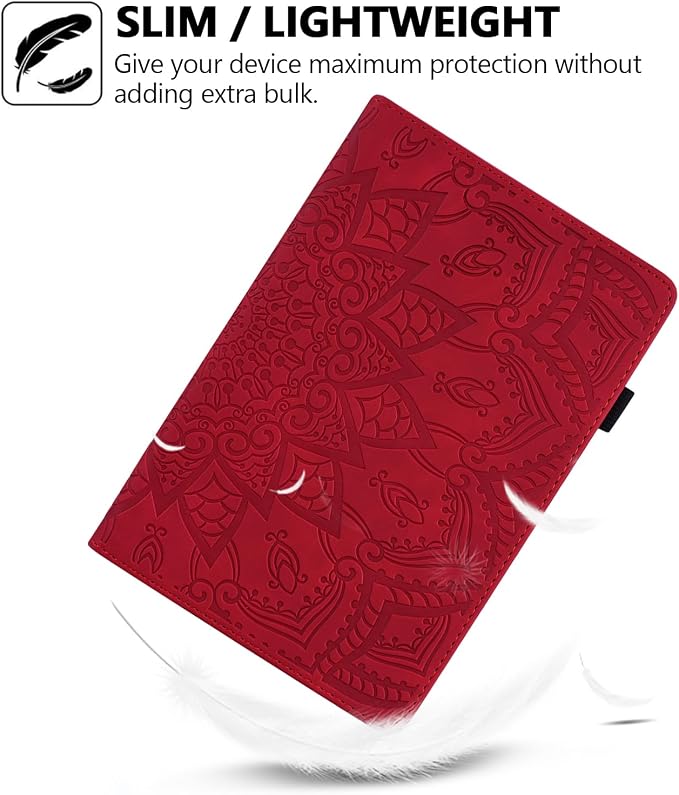 Folio Case for iPad Pro 11 2018-2022 iPad Air 11 2025/2024/Air 10.9 - Techcircle Stand Mandala Embossed PU Leather Soft TPU Cover with Elastic Strap Card Slots Pencil Holder - Pink