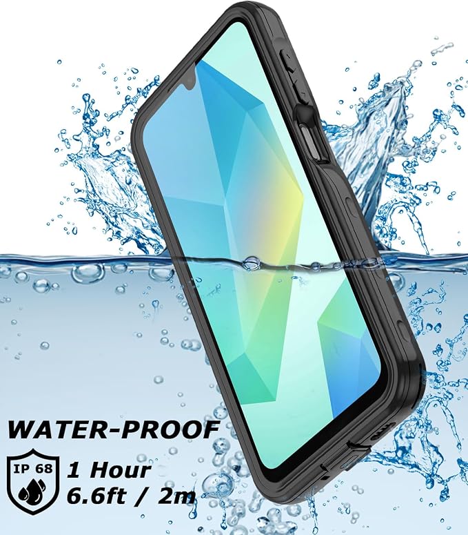 for Samsung Galaxy A16 5G Case IP68 Waterproof Built-in Screen Protector [Full Body Shockproof] Dustproof Underwater Protective Phone Case for Samsung A16 5G (Black)