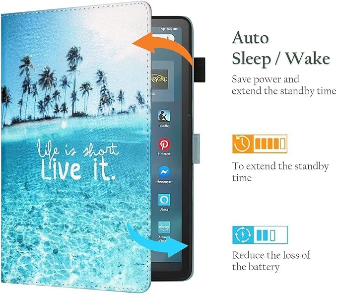 Fancity for Amazon Kindle Fire Max 11 Case 13th Generation 11 2023 Release | Soft PU &amp TPU Leather Protective Stand Cover Case for Fire Max 11 with Smart Auto Wake/Sleep Pencil Holder Beach