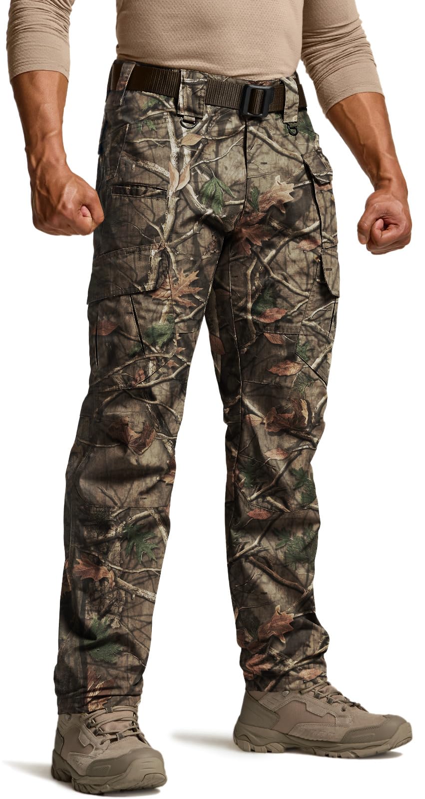 CQR Men's Tactical Pants, Water Resistant Ripstop Cargo Pants, Lightweight EDC Work Hiking Pants, Outdoor Apparel, Duratex Mag Pocket Print Hunting Camo, 42W x 30L