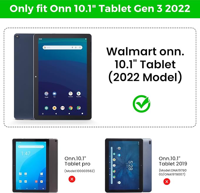 Kids Case for Onn 10.1 Tablet 2024 Gen 4(Model:100135925) ShockproofBlack | Lightweight EVA Foam Foldable Handle Stand Precise Cutouts Kid-Friendly For Daily Use