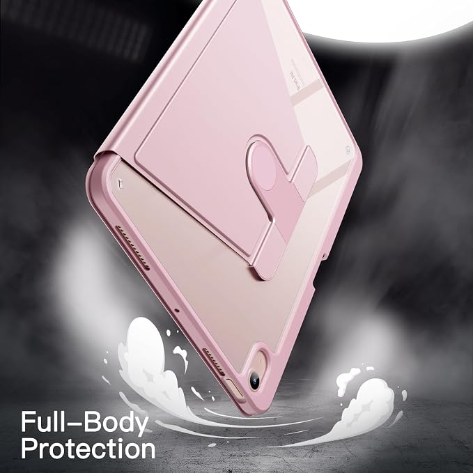 JETech Rotating Case ONLY for iPad Air 11-Inch M4/M3/M2 (2026/2025/2024) iPad Air 5/4 (2022/2020 5th/4th Generation 10.9-Inch) 360 Degree Rotation Protective Stand Cover Clear Back (Black)