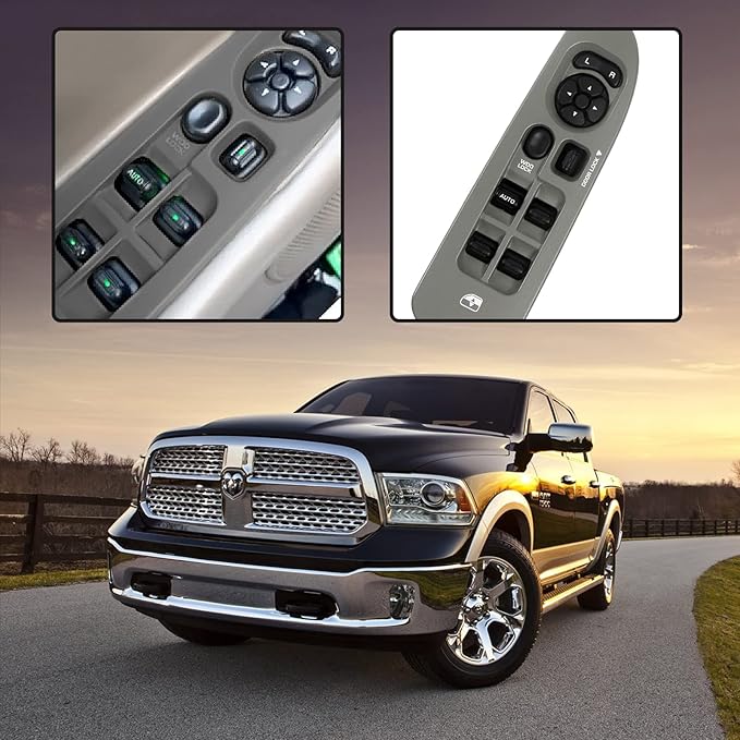 Power Window Switch and Taupe Bezel Fits for 2002-2009 Dodge Ram 1500 2500 3500, 2001-2004 Dodge Dakota, 2001-2003 Dodge Durango,2005-2009 Dodge Sprinter 2500 3500 OEM 56049805AB