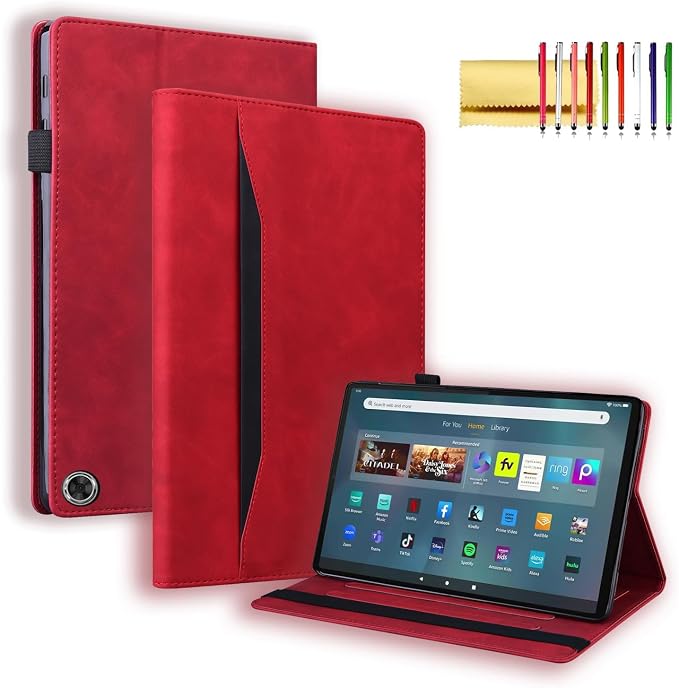 Folio Cover for Amazon Fire Max 11 2023 (13th Generation) Techcircle PU Leather Multi-Angle Stand Flexible TPU Back Shell Protective Case with Pen Holder &amp Front Pocket for Fire Max 11 Tablet Bl