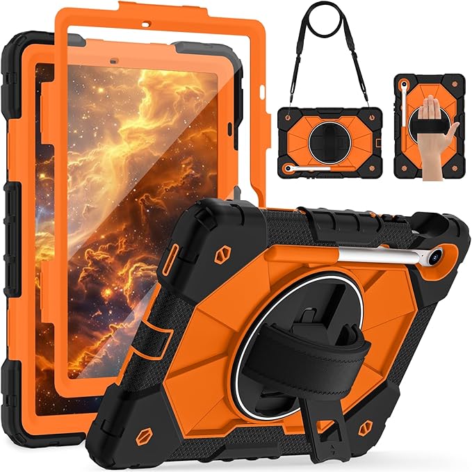 Case for Samsung Galaxy Tab S10 Lite/S10 FE/S9 FE /S9 Tablet Case 10.9/11 Inch with Rotate Stand &amp Hand Strap Screen Protector Pen Holder for Galaxy Tab S10 FE Cases Black