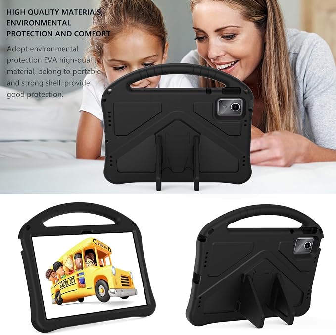 YRH for Moto Pad 2026 Case 11'' Kids EVA Shockproof Tablet Cover with Stand Handle Black