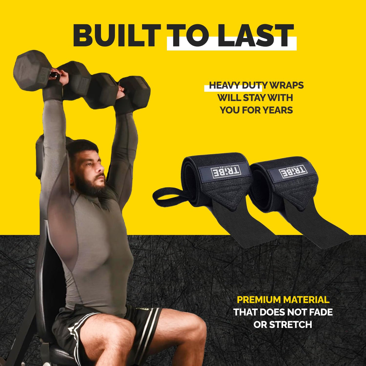 Tribe Lifting Wrist Wraps 18 Inch — Heavy Duty Wrist Support for Lifting