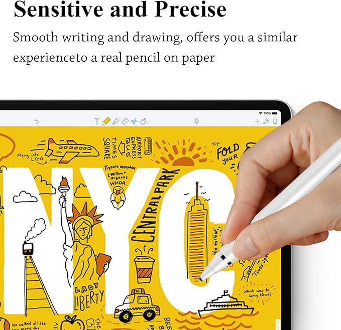 Stylus Pen for Touchscreen Kenkor Rechargeable Digital Fine Point Active Tablet Pencil Stylus Pen for iPhone/Switch/Android/Apple iPad Pro/Air/Mini/Samsung/Cellphone/Tablet Drawing &amp Writing - B