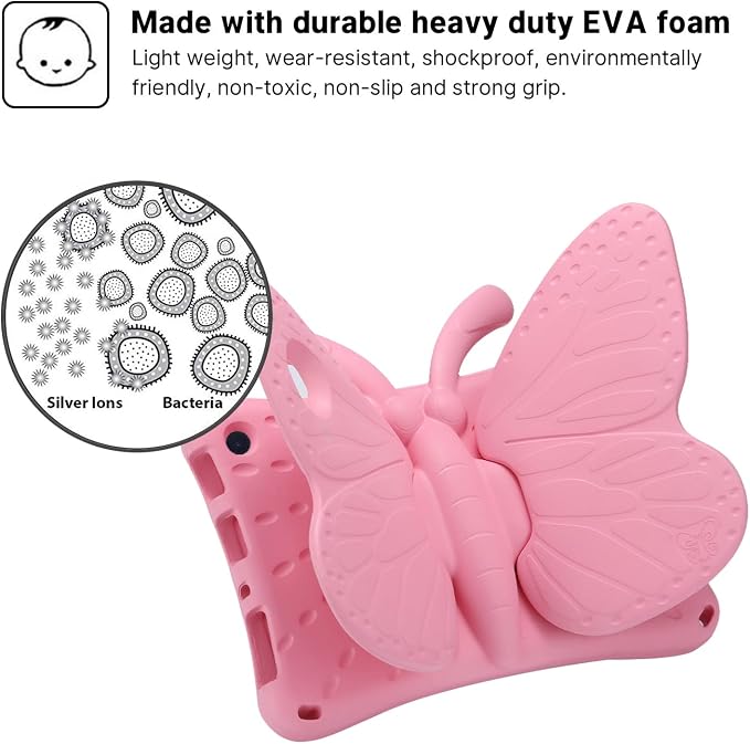 Simicoo Fire Max 11 Tablet 2023 Cute Butterfly Case with Stand for Kids Girl Light Weight EVA Rugged Shockproof Full Cover Kids Friendly Kids case for Fire Max 11(Blue)