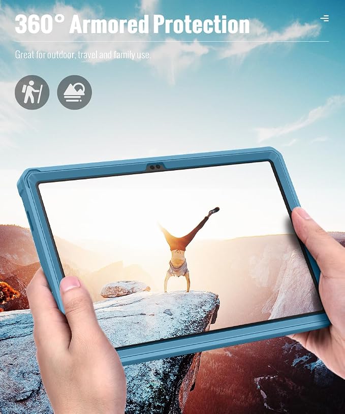 MoKo Shockproof Case Fit Samsung Galaxy Tab A11+ Plus/ A9+ 11 Inch | Full Body Rugged Stand Back Cover with Built-in Screen Protector for Galaxy Tab A11+/ A9+ Tablet Light Gray