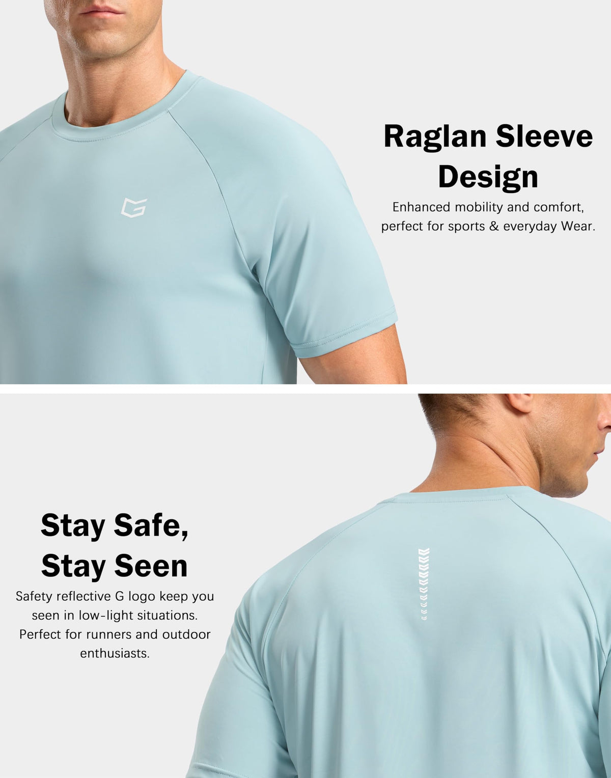 G Gradual Men's Athletic Workout T-Shirts Moisture Wicking Cooling Running Shirts Short Sleeve Performance Tee for Gym Tennis(Light Blue,3XL)