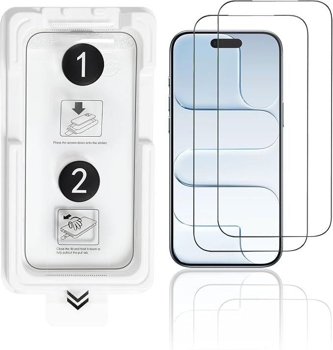 2 Pack for iPhone 17 Screen Protector - 6.3 Inch Tempered Glass Phone Screen Protector with Anti-Scratch Shatterproof Drop Impact Resistant HD Clear Anti-Fingerprint Easy Installation