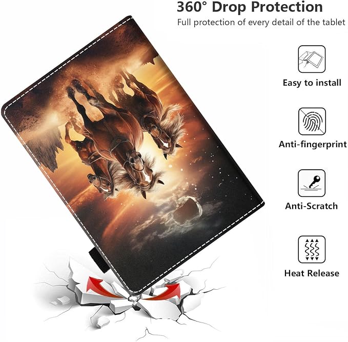 Case for Amazon Kindle Fire HD 10 Tablet 10.1 (9th/7th Generation 2019/2017 Release) - PU Leather Folio Case with Smart Auto Wake/Sleep African American Girl