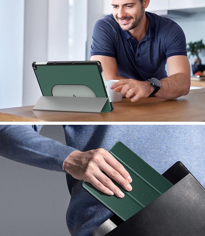 TiMOVO Case for Google Pixel 11 Inch 2023 Tablet Midnight Green | Slim PU Leather Trifold Stand Cover Compatible with Charging Speaker Dock