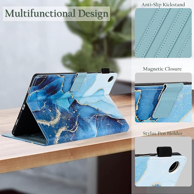 Fancity Case Fits Samsung Galaxy Tab A9/A11 Plus 11” 2025/2023 X210/X216 | Premium PU Leather Cover with Multi-Angles Pencil Holder Smart Wake Sleep for Galaxy Tab A9 A11 Plus X218 Beach