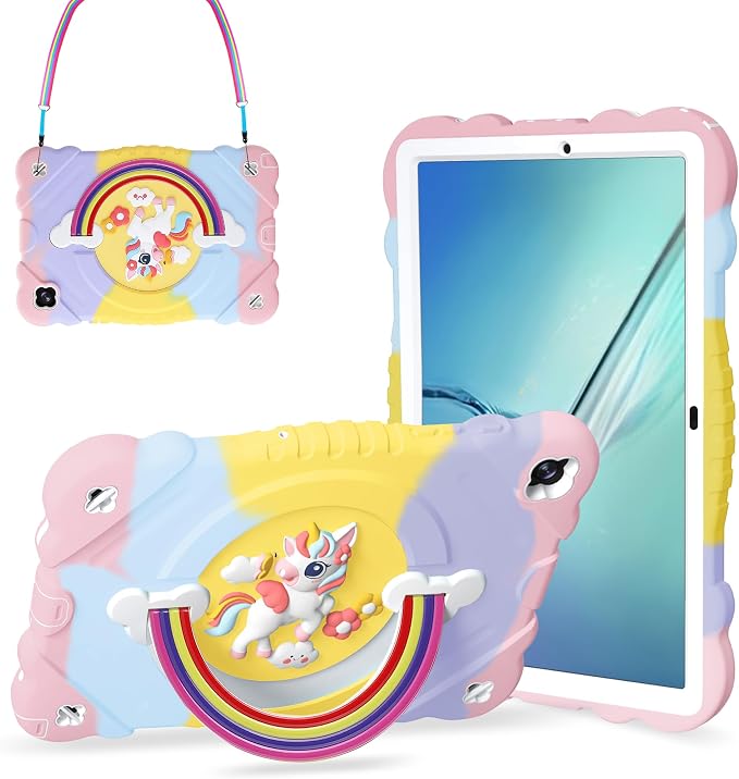 XZC Case for Samsung Galaxy Tab A8 10.5 inch Pink | SM-X205N/X200N/X207 2021/2022 Unicorn Heavy Duty Shockproof Adjustable Shoulder Strap