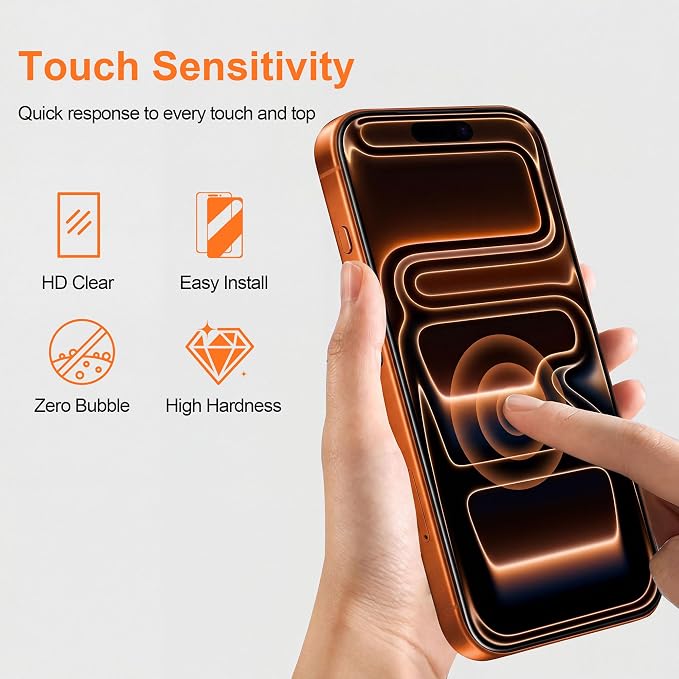 2 Pack for iPhone 17 Screen Protector - 6.3 Inch Tempered Glass Phone Screen Protector with Anti-Scratch Shatterproof Drop Impact Resistant HD Clear Anti-Fingerprint Easy Installation