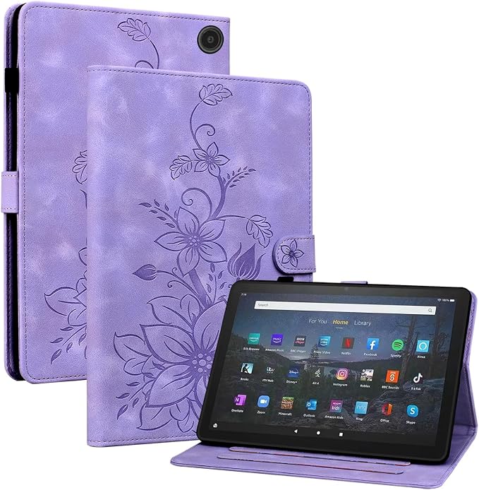 Case for All-New Amazon Fire HD 10 and 10 Plus Tablet (13th/11th Generation 2023/2021 Release) Magnetic Clasp Stand Leather Case with Pen Holder Blue