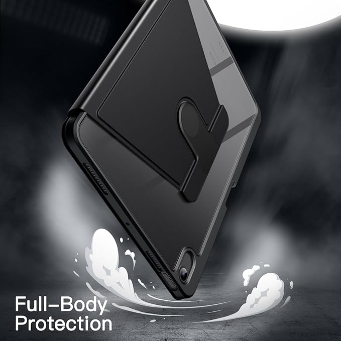 JETech Rotating Case ONLY for iPad Air 11-Inch M4/M3/M2 (2026/2025/2024) iPad Air 5/4 (2022/2020 5th/4th Generation 10.9-Inch) 360 Degree Rotation Protective Stand Cover Clear Back (Black)